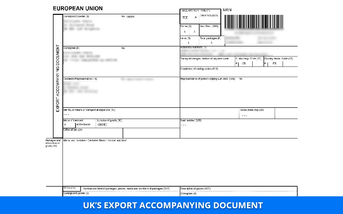 UK’s Export Accompanying Document - EAD Document from Europe Express